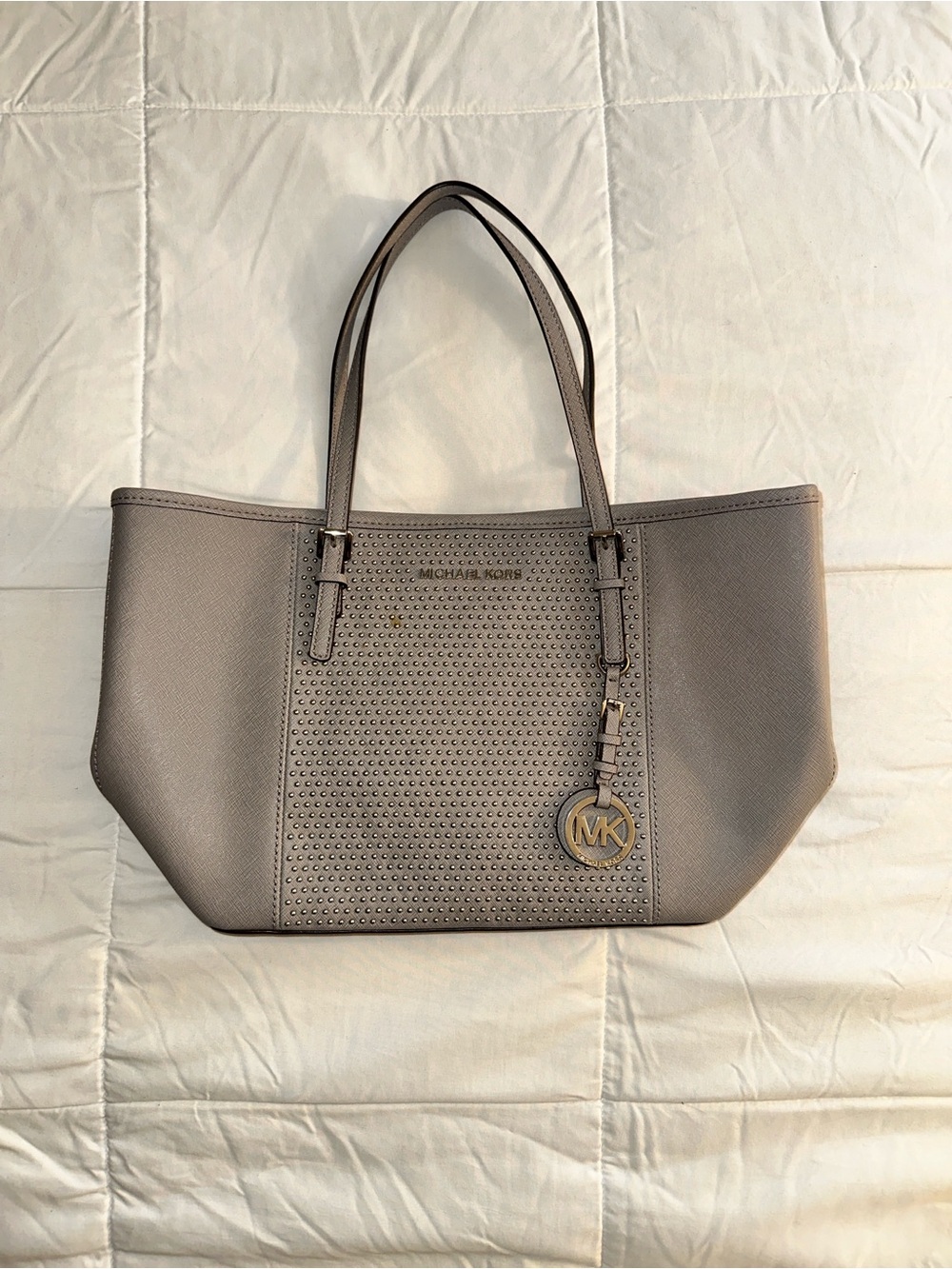 Michael Kors Leather JetSet Tote with MK Charm - Picture 2 of 4